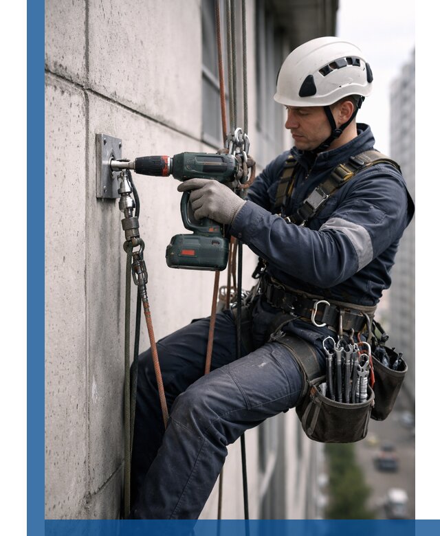 Установка анкерных точек для высотных работ в Городце