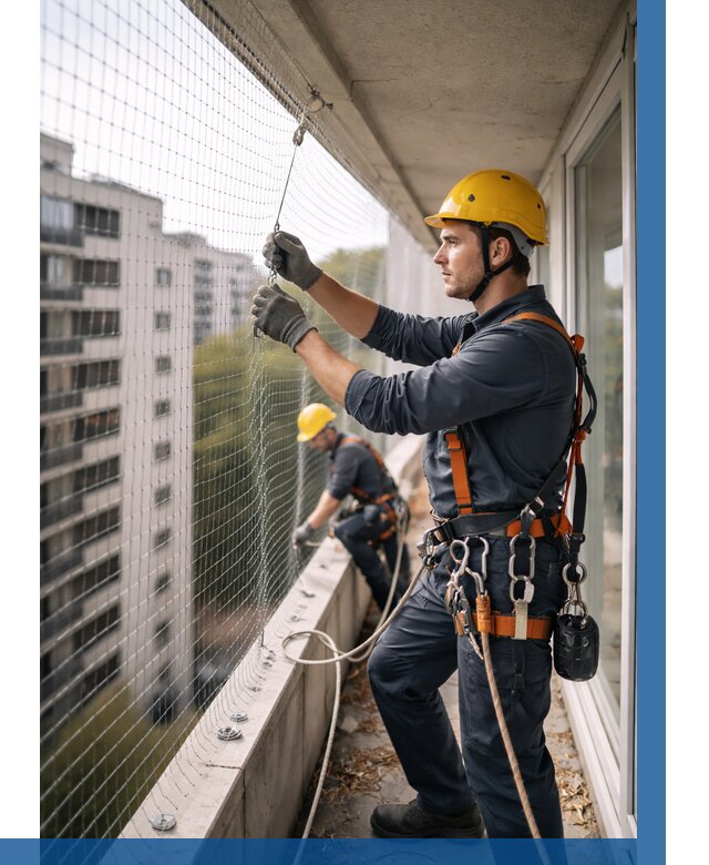 Монтаж сетки от птиц в Городце от 4555 р. | ВЫСОТНИК-Грд